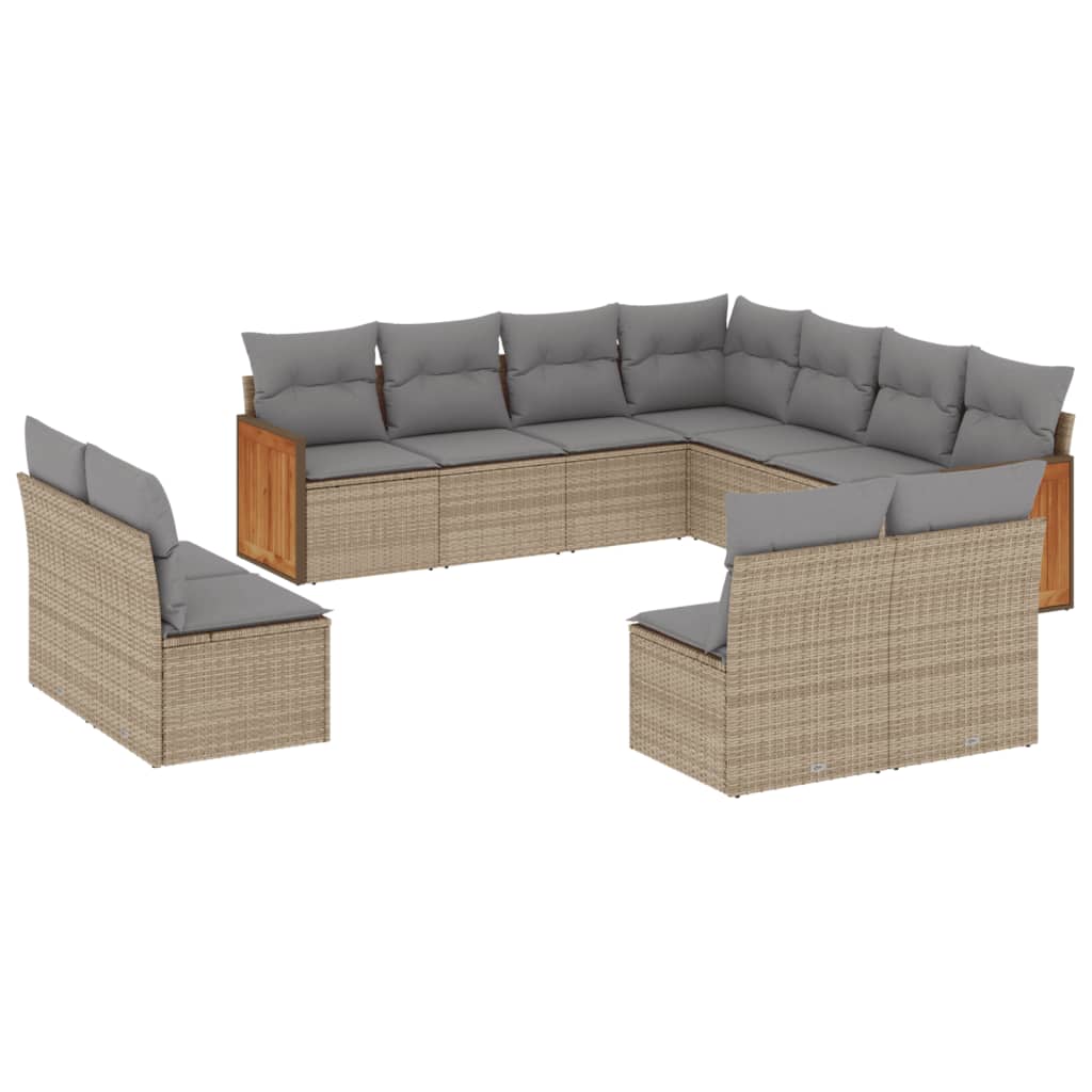11-delige Tuinset met kussens poly rattan beige is nu te koop bij PeponiXL, paradijselijk wonen!