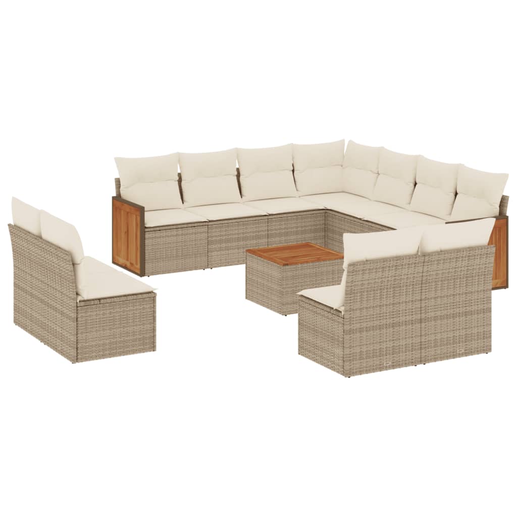 12-delige Loungeset met kussens poly rattan beige is nu te koop bij PeponiXL, paradijselijk wonen!