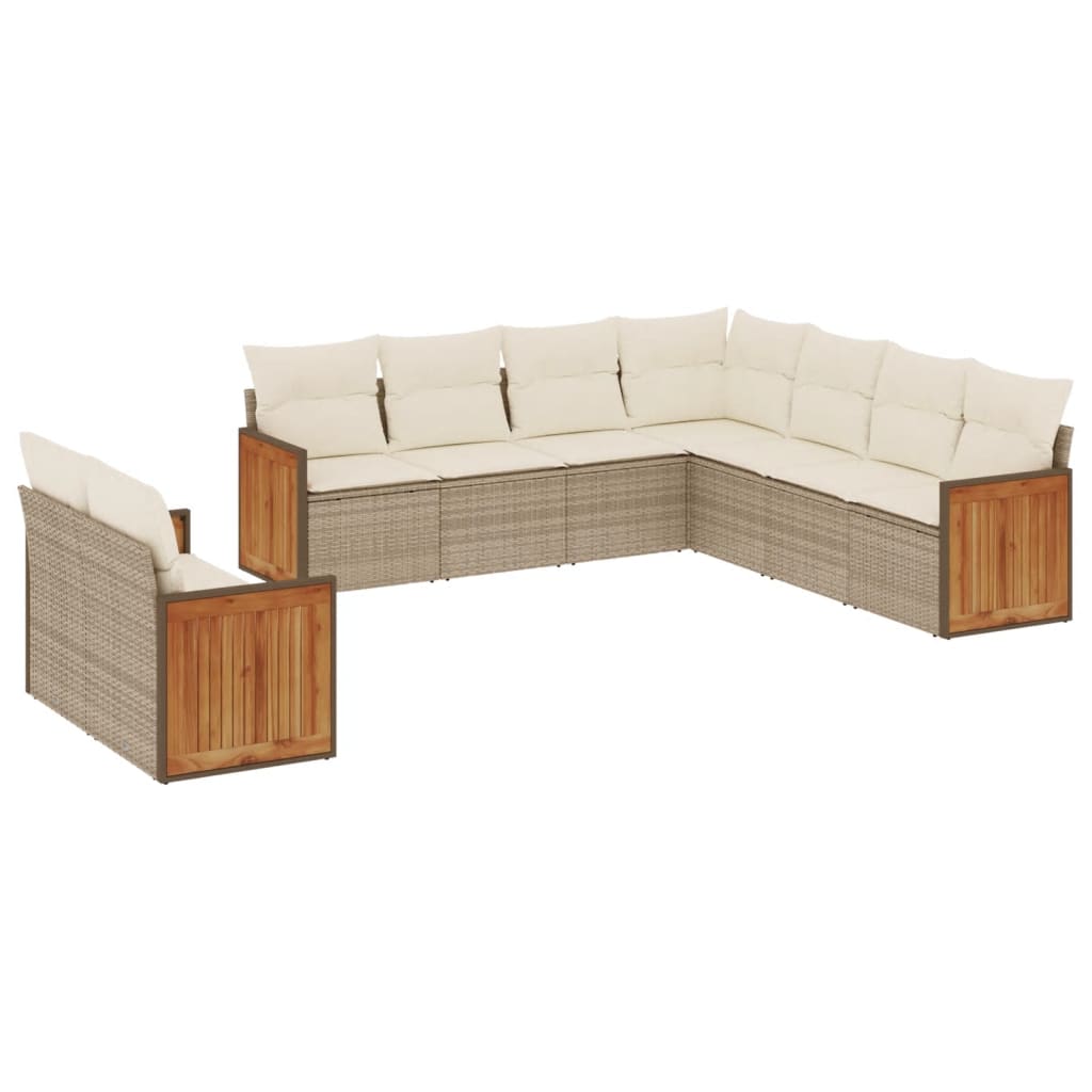 9-delige Loungeset met kussens poly rattan beige is nu te koop bij PeponiXL, paradijselijk wonen!