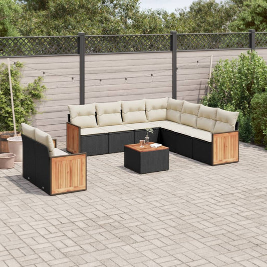 10-delige Loungeset met kussens poly rattan zwart is nu te koop bij PeponiXL, paradijselijk wonen!