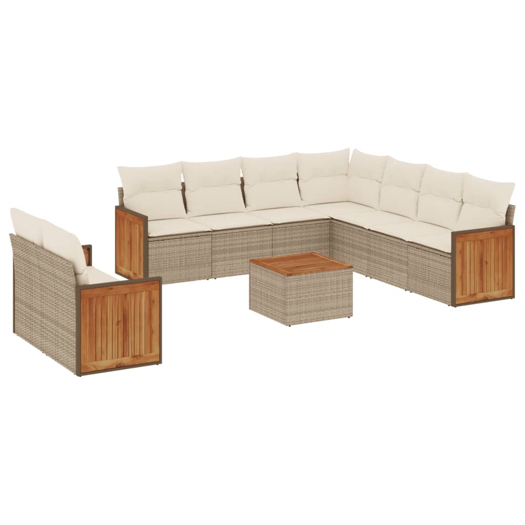 10-delige Loungeset met kussens poly rattan beige is nu te koop bij PeponiXL, paradijselijk wonen!