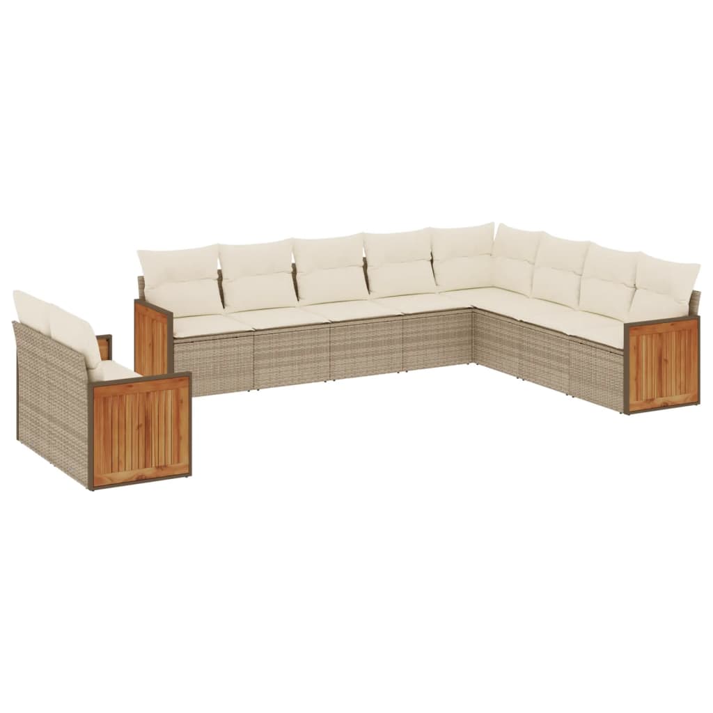 10-delige Loungeset met kussens poly rattan beige is nu te koop bij PeponiXL, paradijselijk wonen!