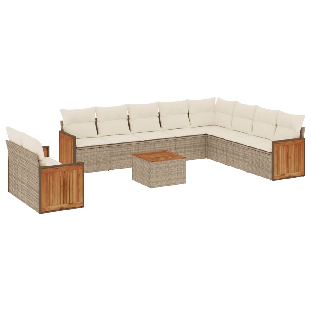 11-delige Tuinset met kussens poly rattan beige is nu te koop bij PeponiXL, paradijselijk wonen!