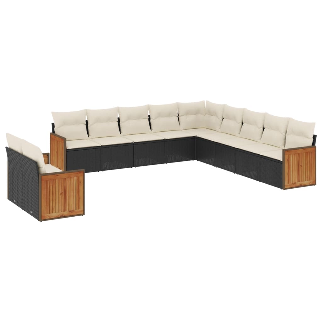 11-delige Loungeset met kussens poly rattan zwart is nu te koop bij PeponiXL, paradijselijk wonen!