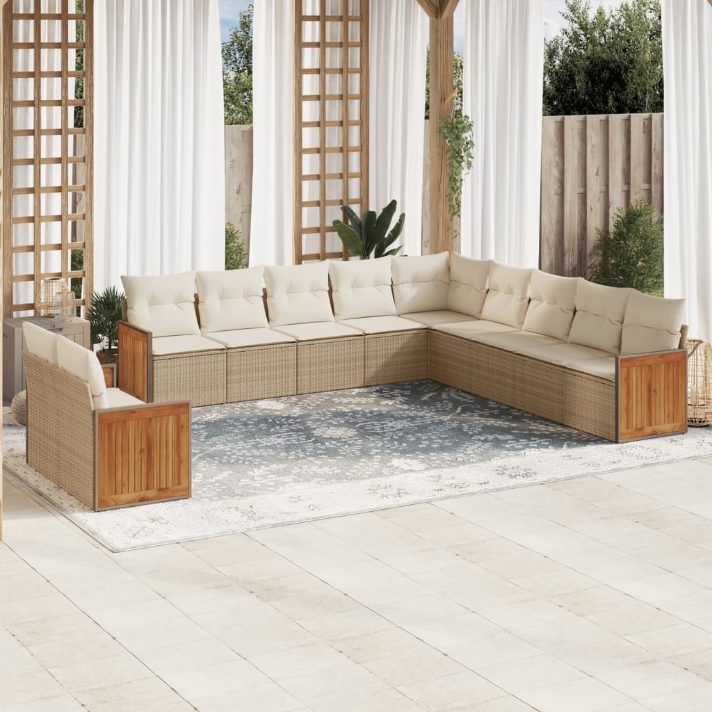 11-delige Tuinset met kussens poly rattan beige is nu te koop bij PeponiXL, paradijselijk wonen!