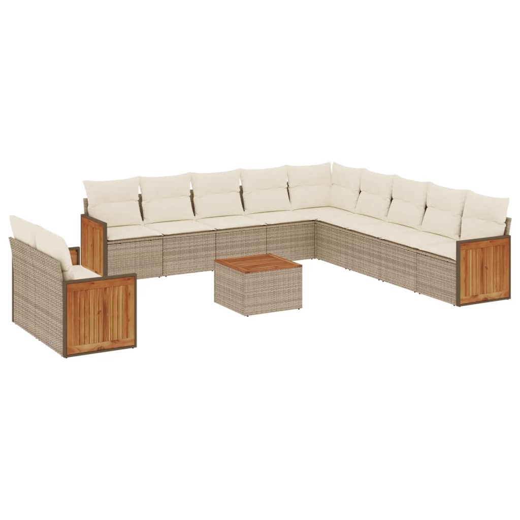 12-delige Loungeset met kussens poly rattan beige is nu te koop bij PeponiXL, paradijselijk wonen!