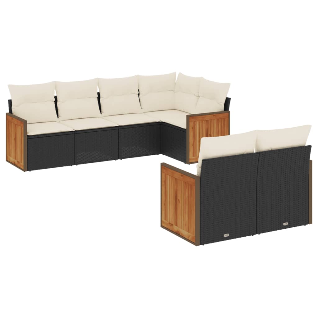 7-delige Loungeset met kussens poly rattan zwart is nu te koop bij PeponiXL, paradijselijk wonen!