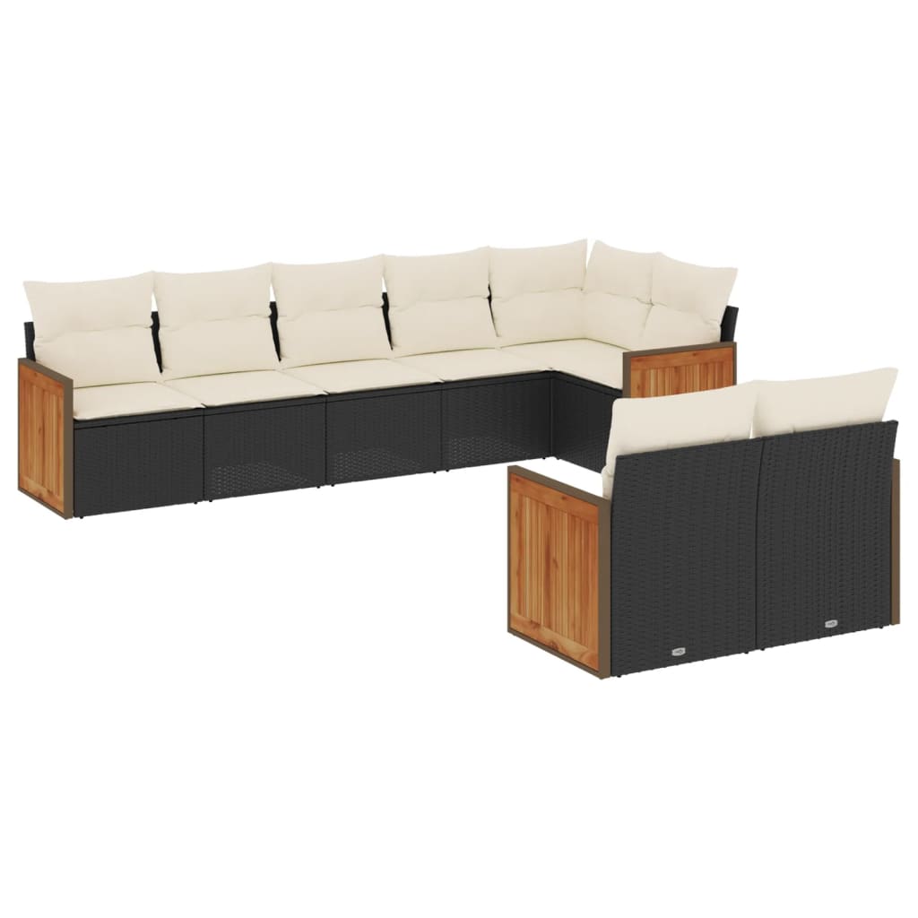 8-delige Loungeset met kussens poly rattan zwart is nu te koop bij PeponiXL, paradijselijk wonen!