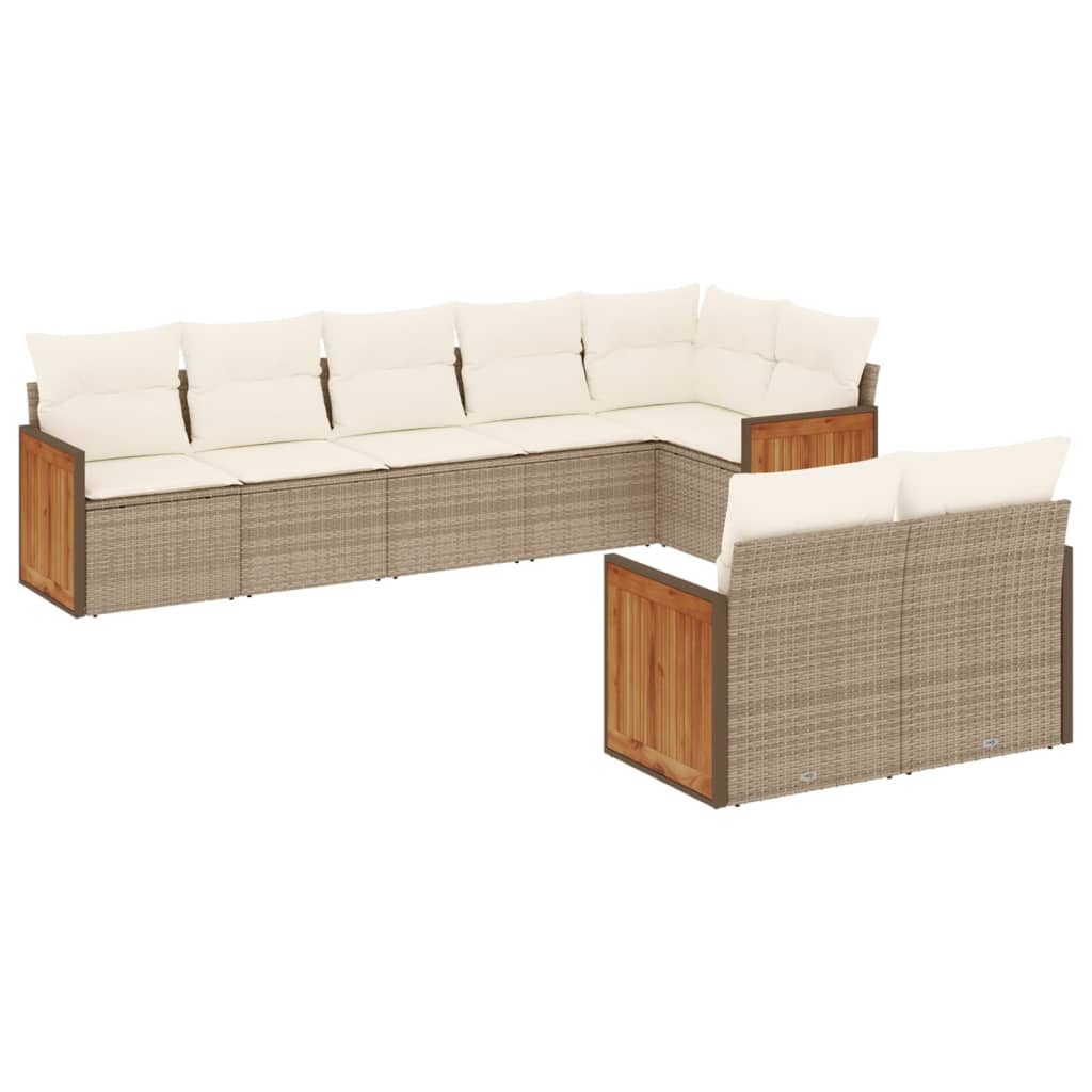 8-delige Loungeset met kussens poly rattan beige is nu te koop bij PeponiXL, paradijselijk wonen!