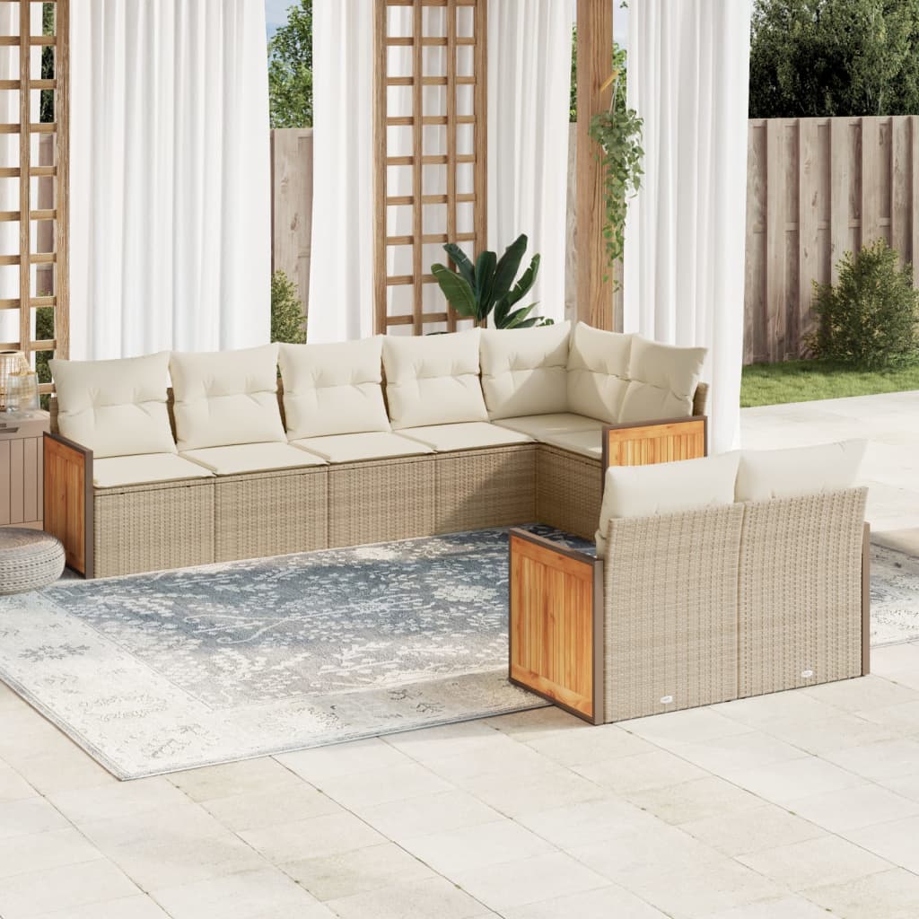 8-delige Loungeset met kussens poly rattan beige is nu te koop bij PeponiXL, paradijselijk wonen!