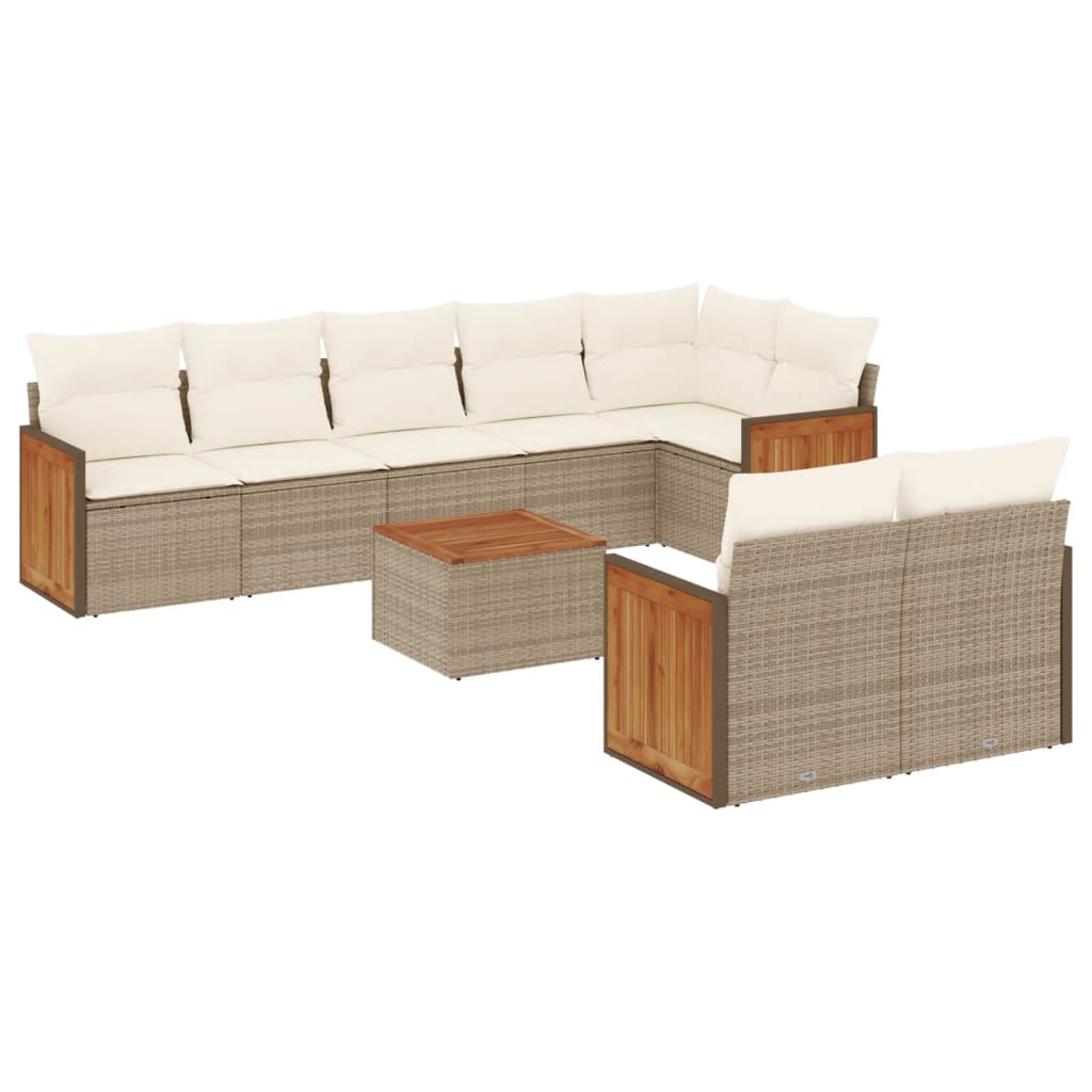 9-delige Loungeset met kussens poly rattan beige is nu te koop bij PeponiXL, paradijselijk wonen!