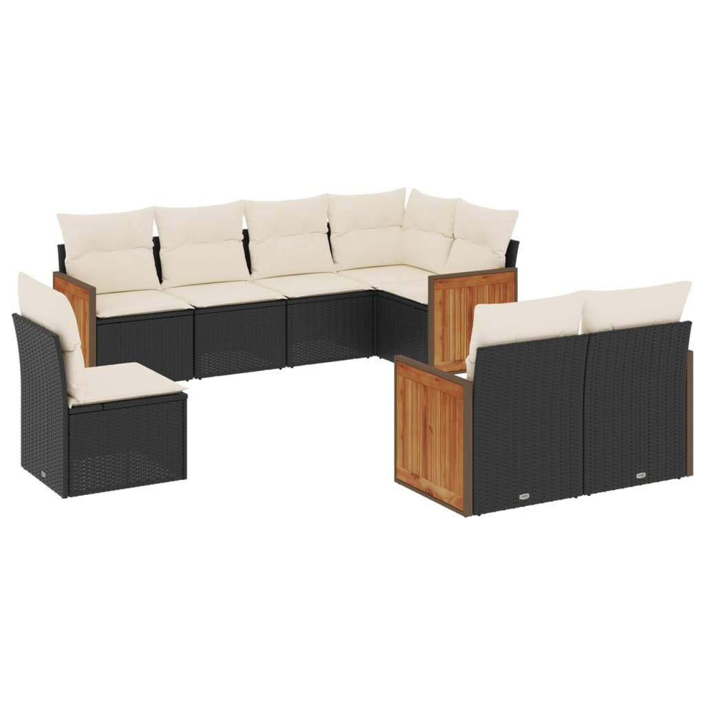 8-delige Loungeset met kussens poly rattan zwart is nu te koop bij PeponiXL, paradijselijk wonen!