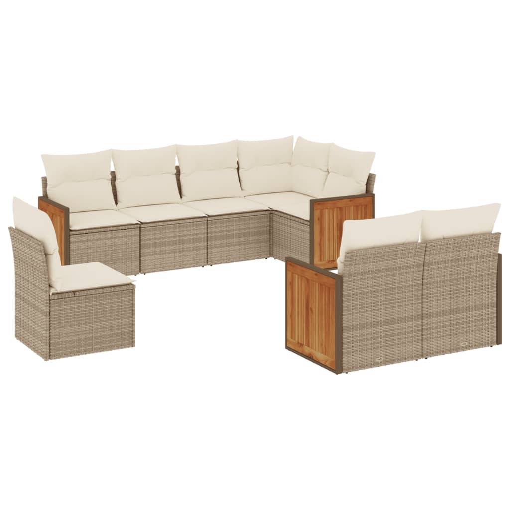 8-delige Loungeset met kussens poly rattan beige is nu te koop bij PeponiXL, paradijselijk wonen!