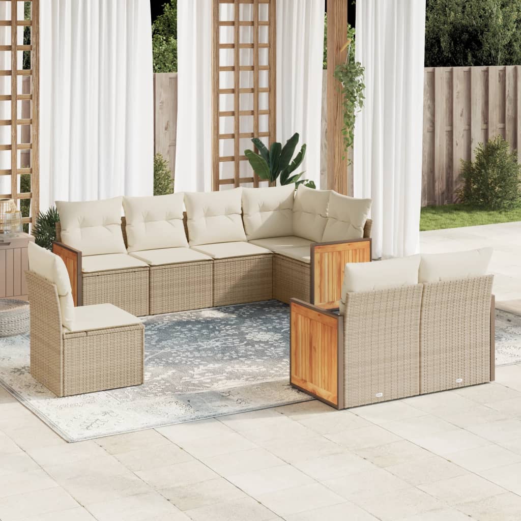 8-delige Loungeset met kussens poly rattan beige is nu te koop bij PeponiXL, paradijselijk wonen!