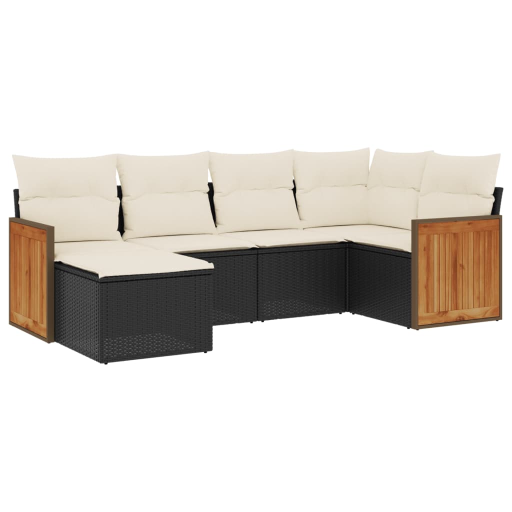 6-delige Loungeset met kussens poly rattan zwart is nu te koop bij PeponiXL, paradijselijk wonen!