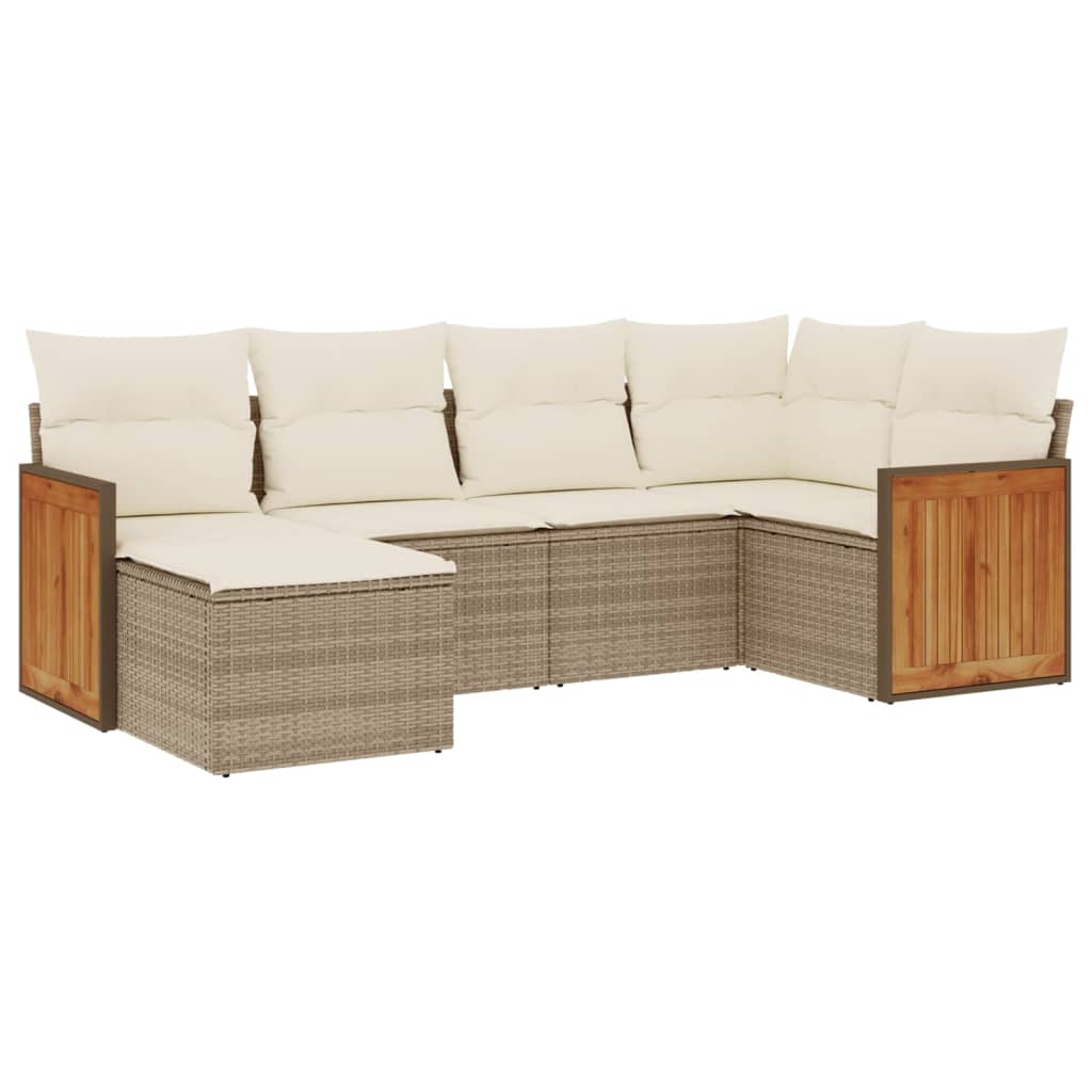 6-delige Loungeset met kussens poly rattan beige is nu te koop bij PeponiXL, paradijselijk wonen!