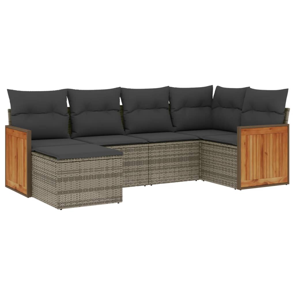 6-delige Loungeset met kussens poly rattan grijs is nu te koop bij PeponiXL, paradijselijk wonen!