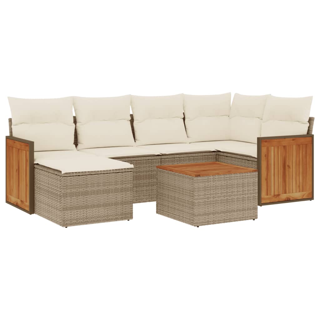 7-delige Loungeset met kussens poly rattan beige is nu te koop bij PeponiXL, paradijselijk wonen!