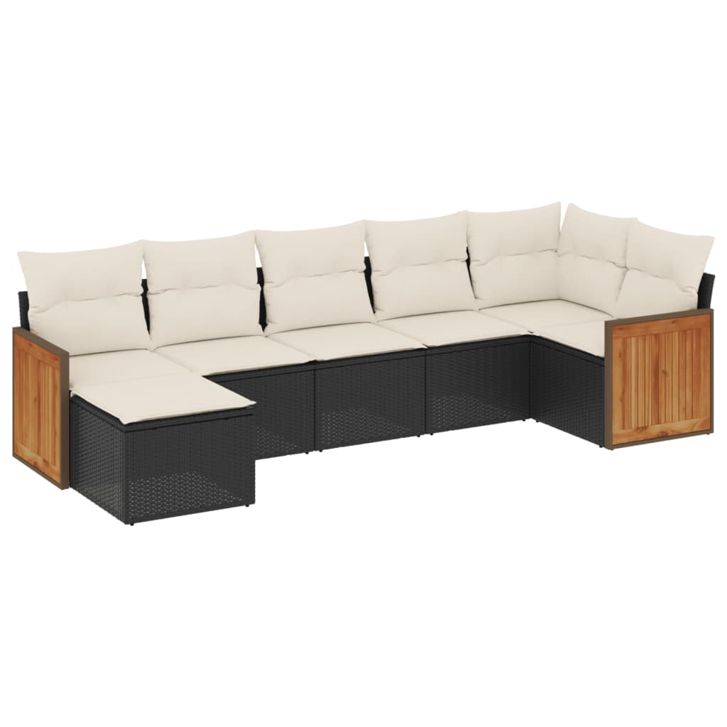 7-delige Loungeset met kussens poly rattan zwart is nu te koop bij PeponiXL, paradijselijk wonen!