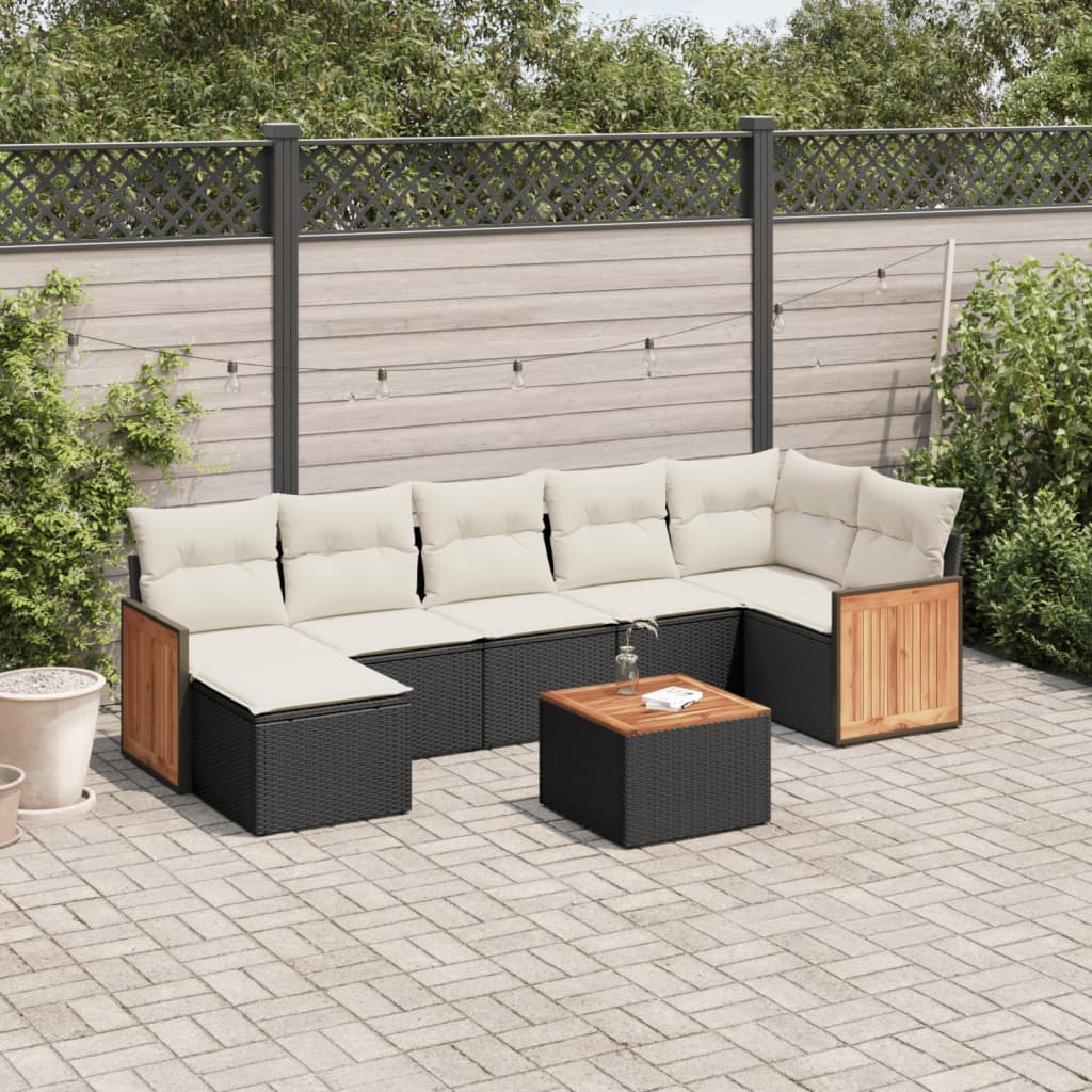 8-delige Loungeset met kussens poly rattan zwart is nu te koop bij PeponiXL, paradijselijk wonen!
