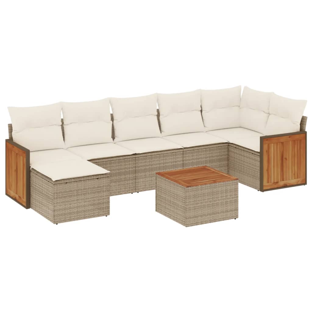 8-delige Loungeset met kussens poly rattan beige is nu te koop bij PeponiXL, paradijselijk wonen!