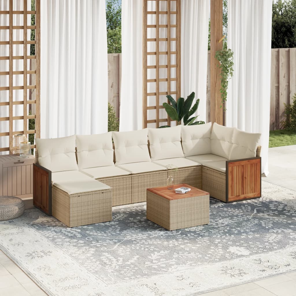 8-delige Loungeset met kussens poly rattan beige is nu te koop bij PeponiXL, paradijselijk wonen!