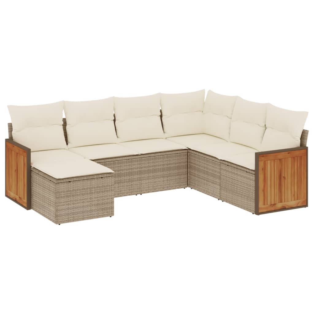 7-delige Loungeset met kussens poly rattan beige is nu te koop bij PeponiXL, paradijselijk wonen!