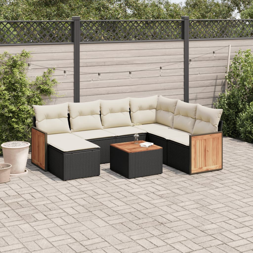 8-delige Loungeset met kussens poly rattan zwart is nu te koop bij PeponiXL, paradijselijk wonen!