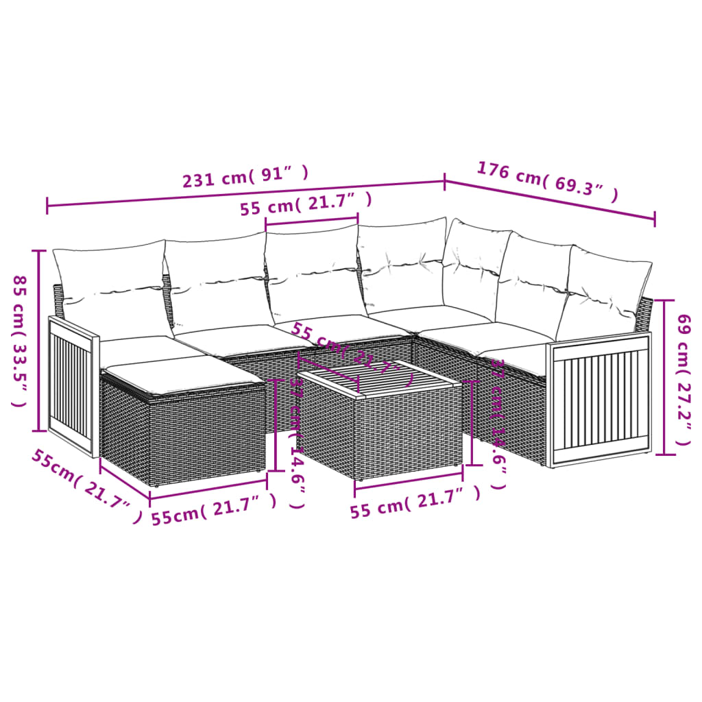 8-delige Loungeset met kussens poly rattan beige is nu te koop bij PeponiXL, paradijselijk wonen!