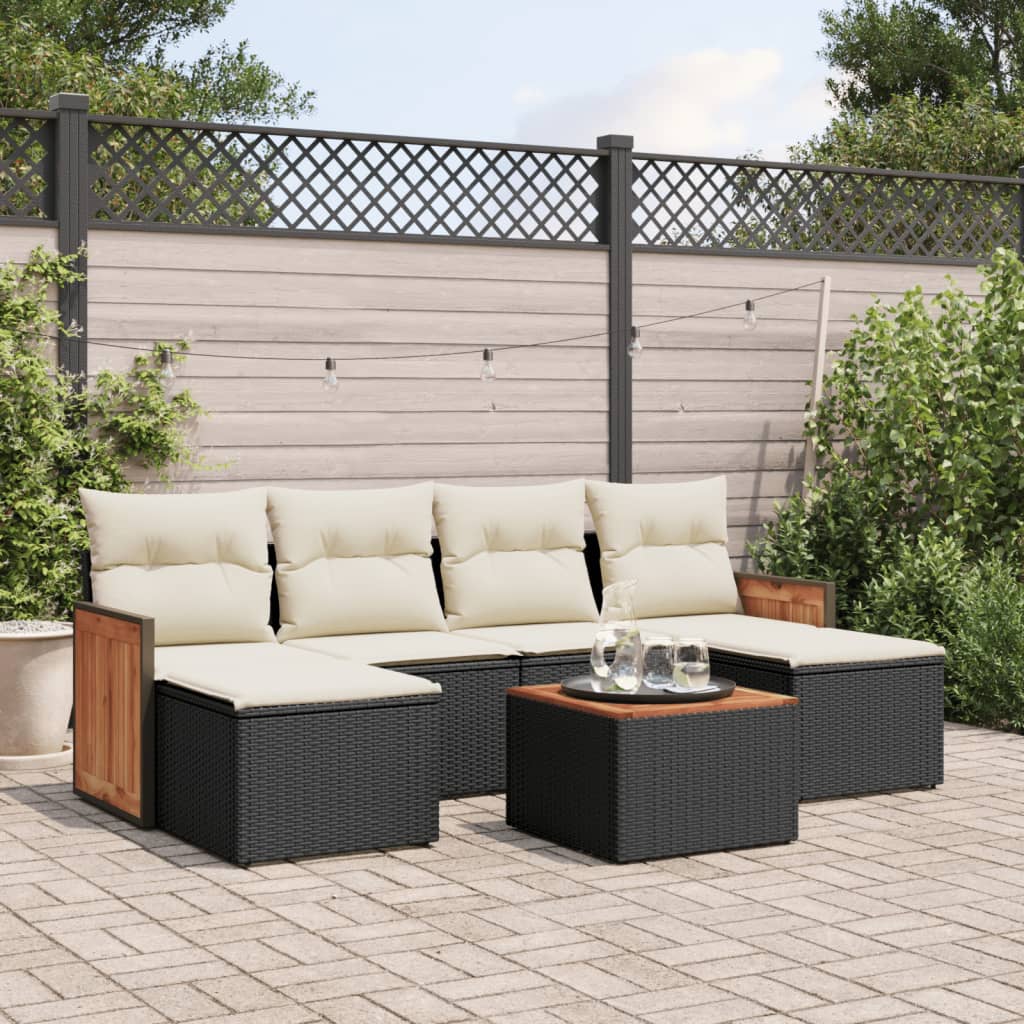 7-delige Loungeset met kussens poly rattan zwart is nu te koop bij PeponiXL, paradijselijk wonen!