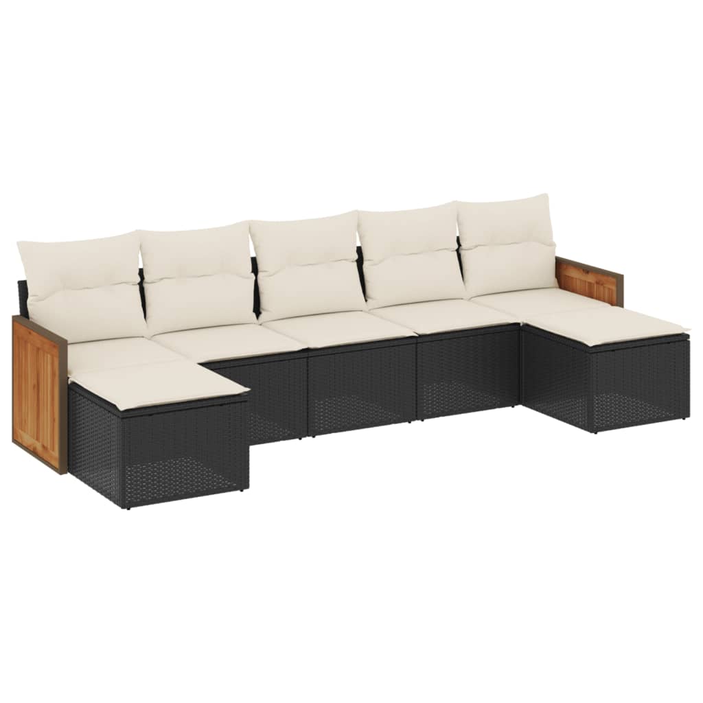 7-delige Loungeset met kussens poly rattan zwart is nu te koop bij PeponiXL, paradijselijk wonen!