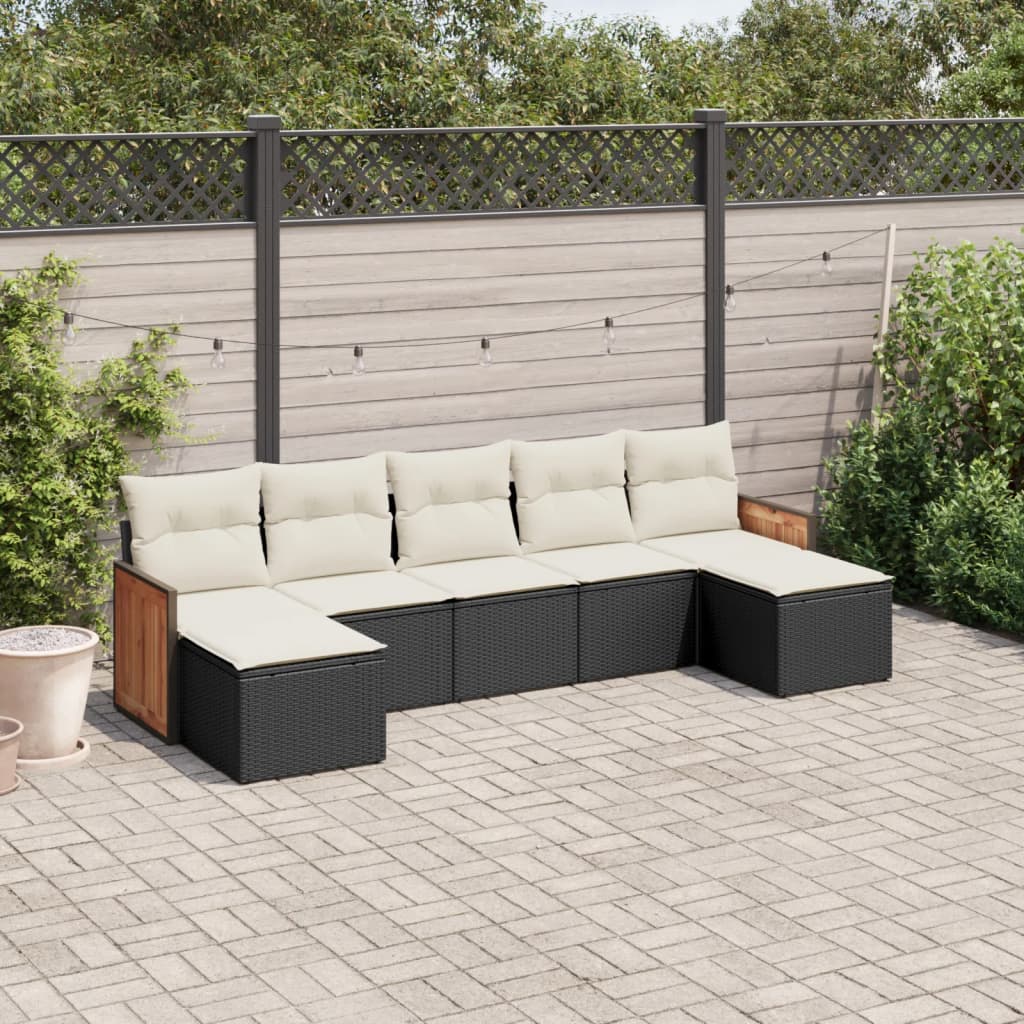 7-delige Loungeset met kussens poly rattan zwart is nu te koop bij PeponiXL, paradijselijk wonen!