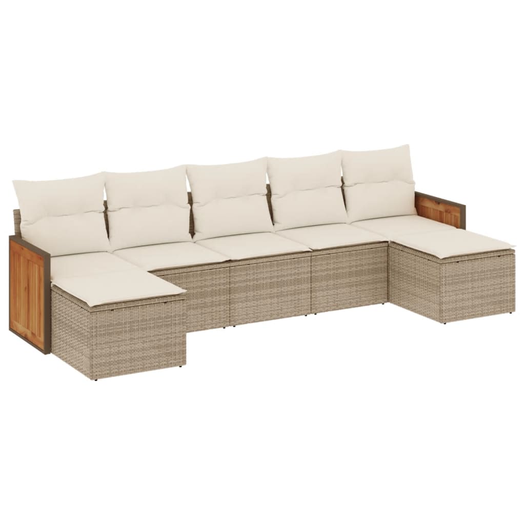 7-delige Loungeset met kussens poly rattan beige is nu te koop bij PeponiXL, paradijselijk wonen!