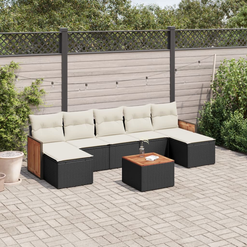 8-delige Loungeset met kussens poly rattan zwart is nu te koop bij PeponiXL, paradijselijk wonen!