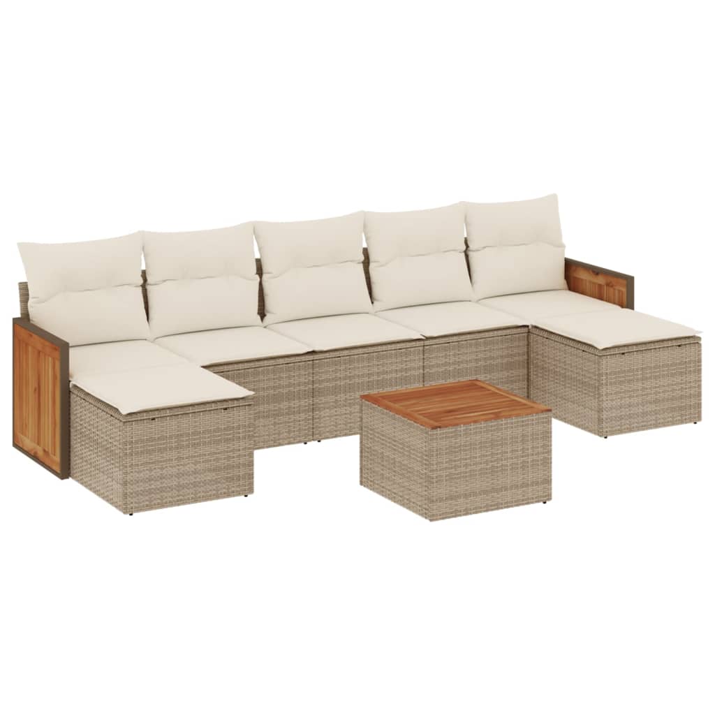 8-delige Loungeset met kussens poly rattan beige is nu te koop bij PeponiXL, paradijselijk wonen!