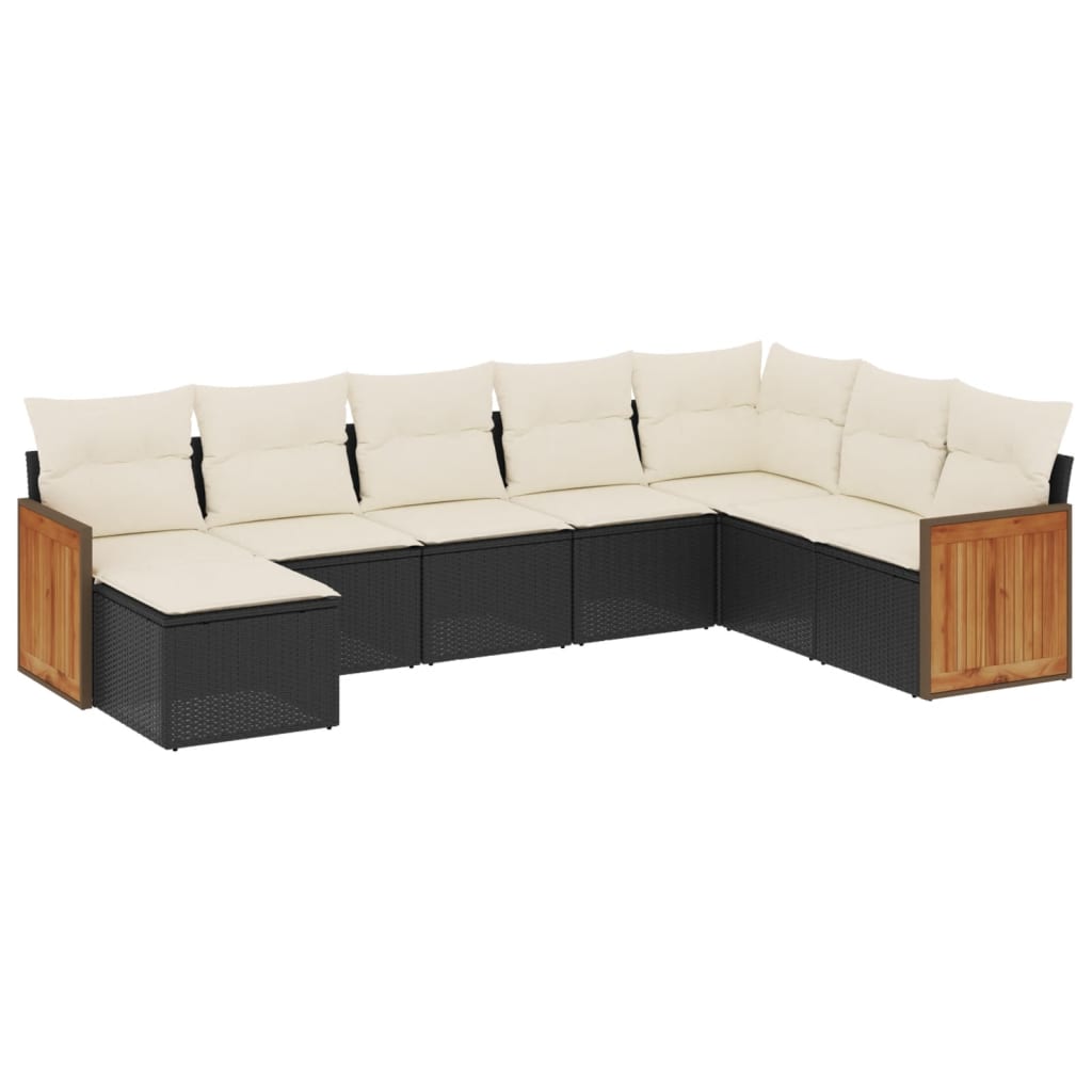 8-delige Loungeset met kussens poly rattan zwart is nu te koop bij PeponiXL, paradijselijk wonen!