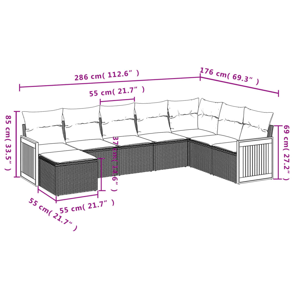 8-delige Loungeset met kussens poly rattan zwart is nu te koop bij PeponiXL, paradijselijk wonen!