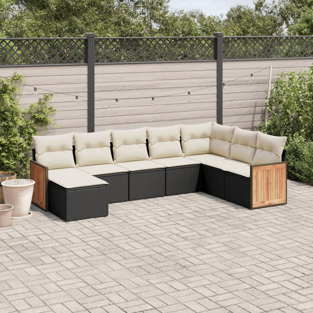 8-delige Loungeset met kussens poly rattan zwart is nu te koop bij PeponiXL, paradijselijk wonen!