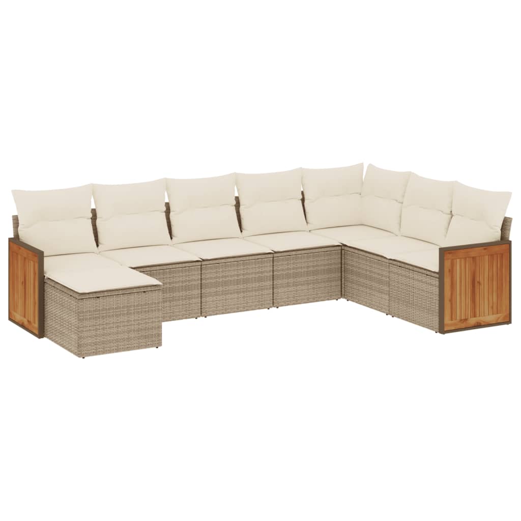 8-delige Loungeset met kussens poly rattan beige is nu te koop bij PeponiXL, paradijselijk wonen!