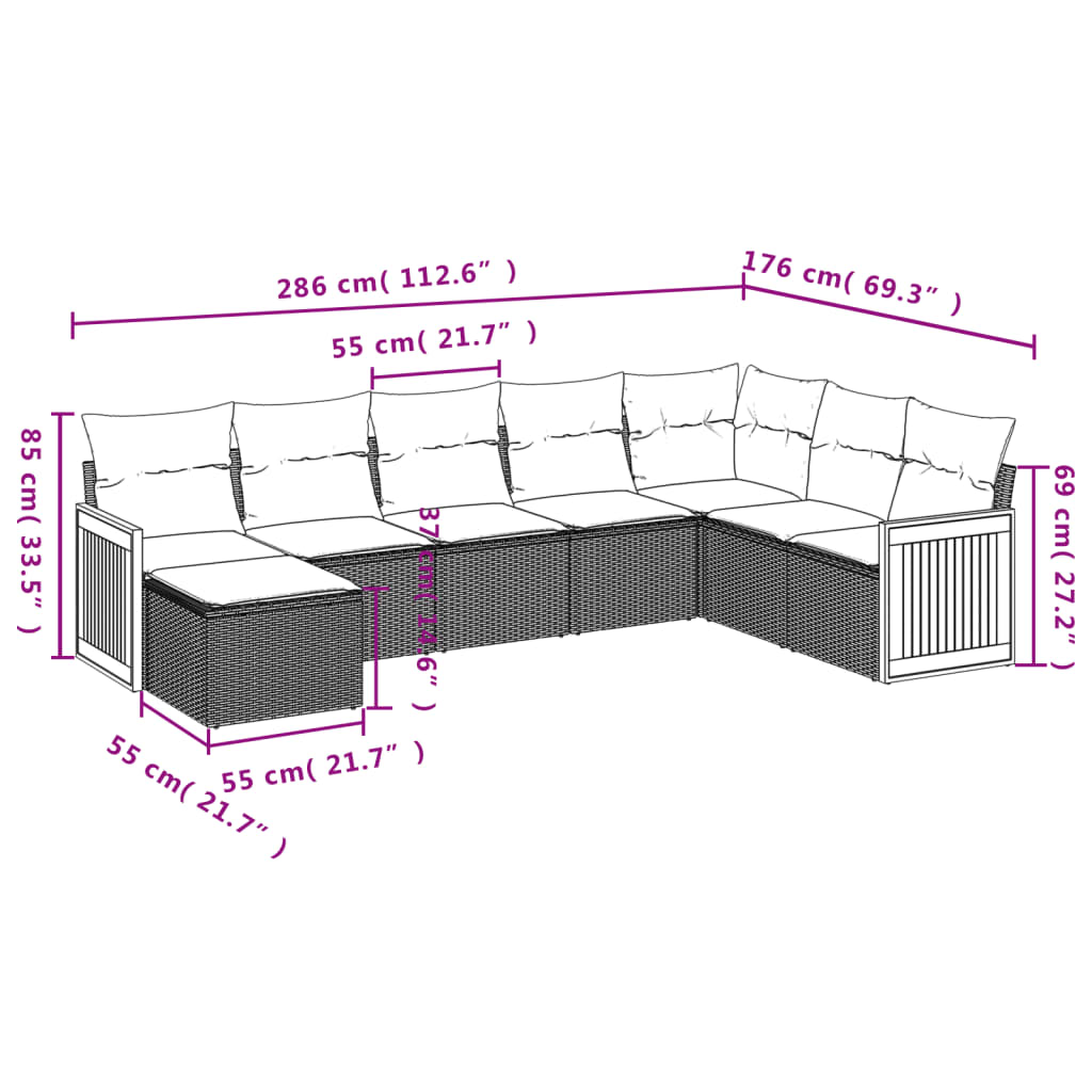8-delige Loungeset met kussens poly rattan beige is nu te koop bij PeponiXL, paradijselijk wonen!