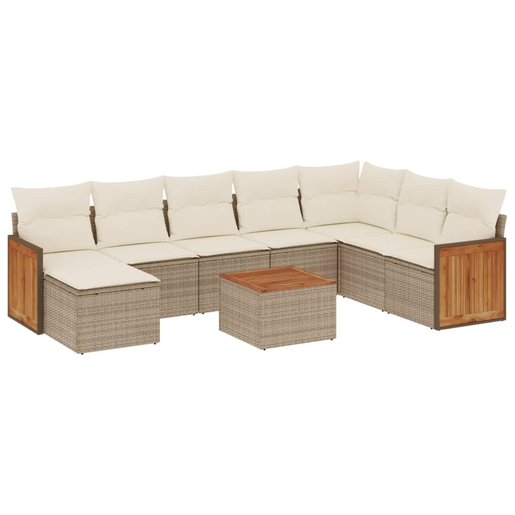 9-delige Loungeset met kussens poly rattan beige is nu te koop bij PeponiXL, paradijselijk wonen!
