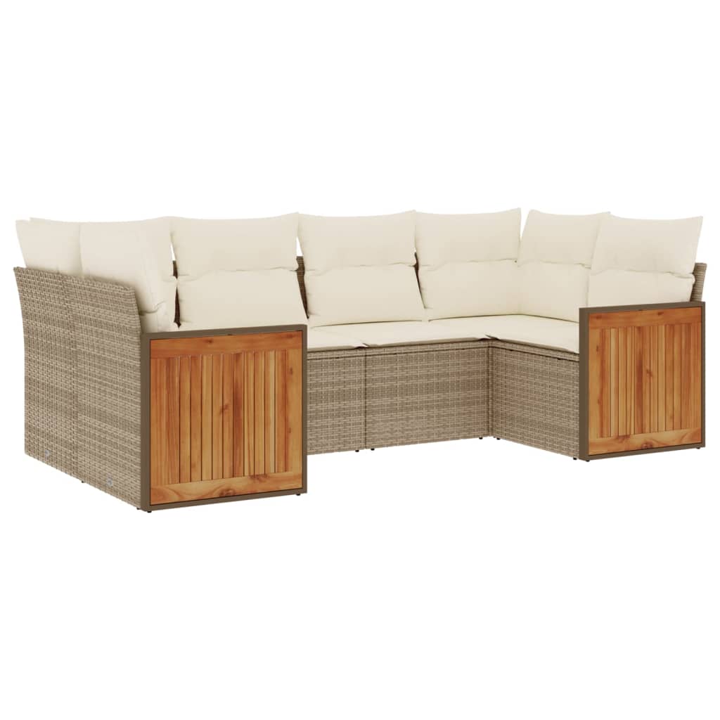6-delige Loungeset met kussens poly rattan beige is nu te koop bij PeponiXL, paradijselijk wonen!