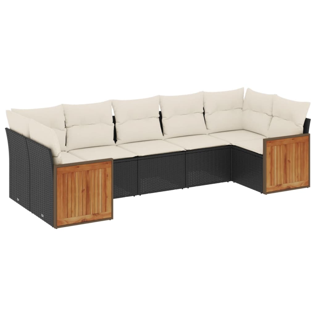 7-delige Loungeset met kussens poly rattan zwart is nu te koop bij PeponiXL, paradijselijk wonen!