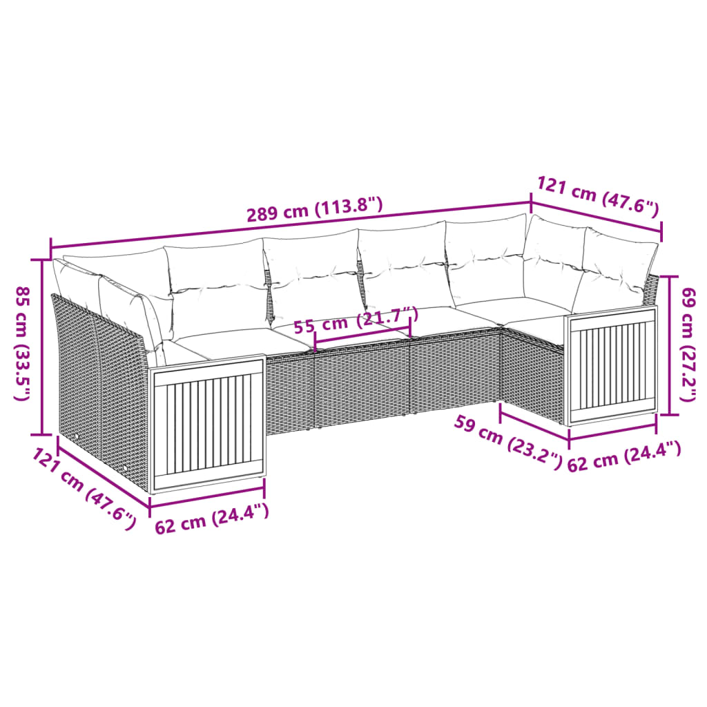 7-delige Loungeset met kussens poly rattan zwart is nu te koop bij PeponiXL, paradijselijk wonen!
