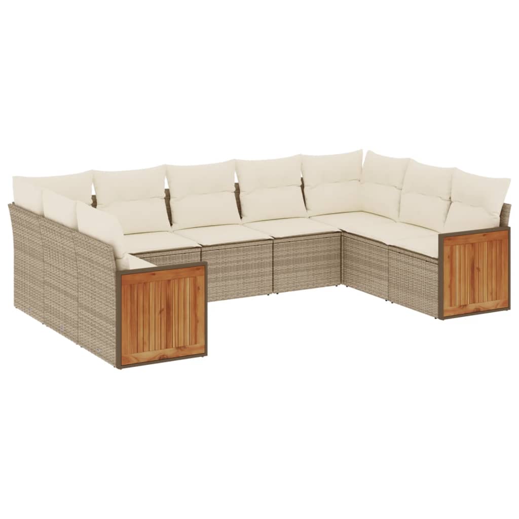 9-delige Loungeset met kussens poly rattan beige is nu te koop bij PeponiXL, paradijselijk wonen!