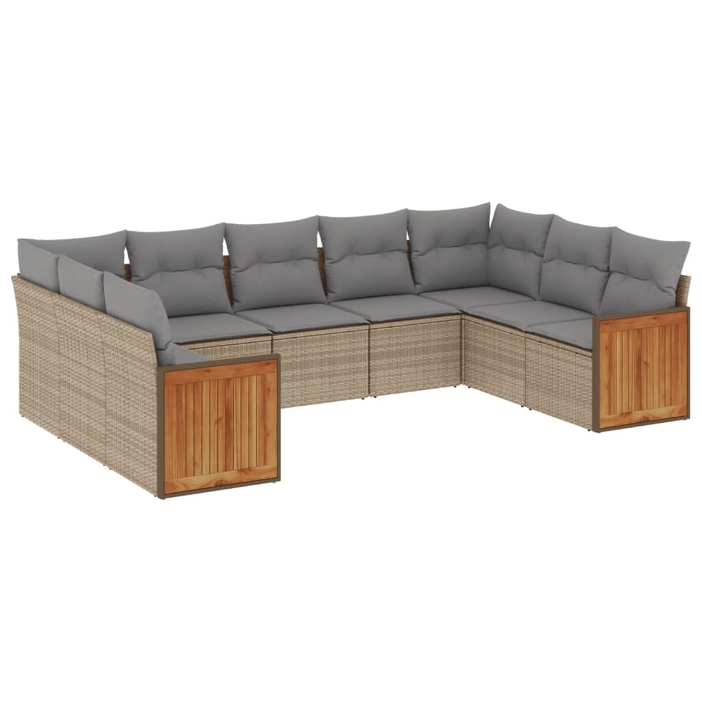 9-delige Loungeset met kussens poly rattan beige is nu te koop bij PeponiXL, paradijselijk wonen!