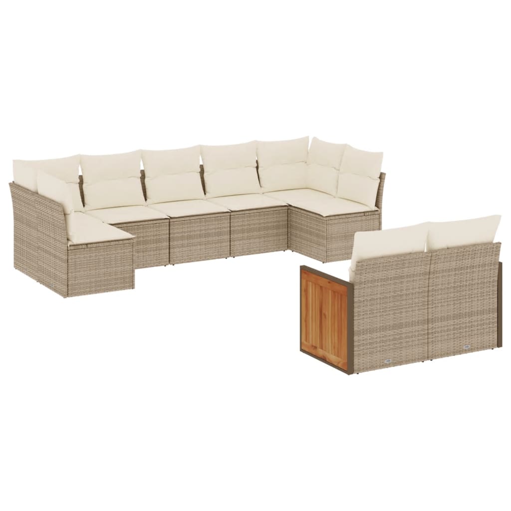 9-delige Loungeset met kussens poly rattan beige is nu te koop bij PeponiXL, paradijselijk wonen!