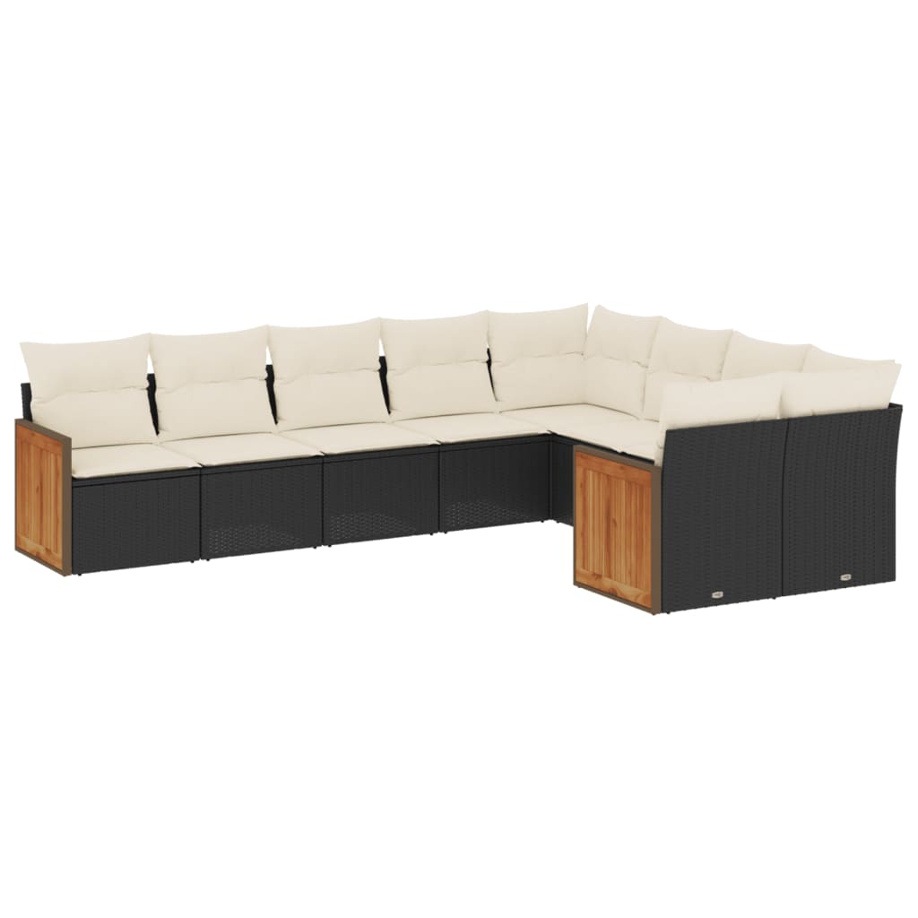 9-delige Loungeset met kussens poly rattan zwart is nu te koop bij PeponiXL, paradijselijk wonen!