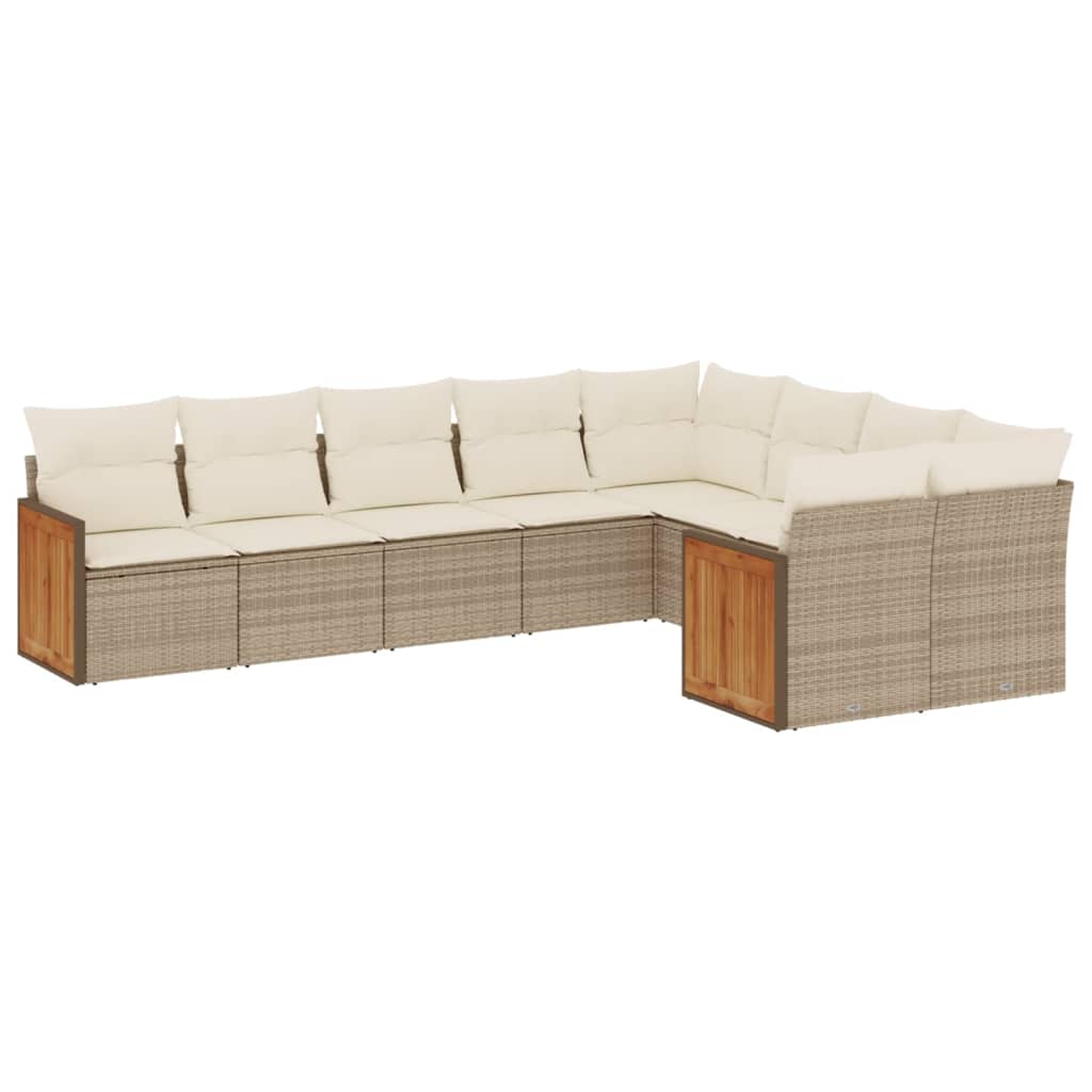 9-delige Loungeset met kussens poly rattan beige is nu te koop bij PeponiXL, paradijselijk wonen!