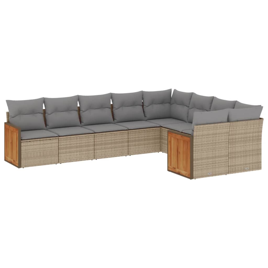 9-delige Loungeset met kussens poly rattan beige is nu te koop bij PeponiXL, paradijselijk wonen!